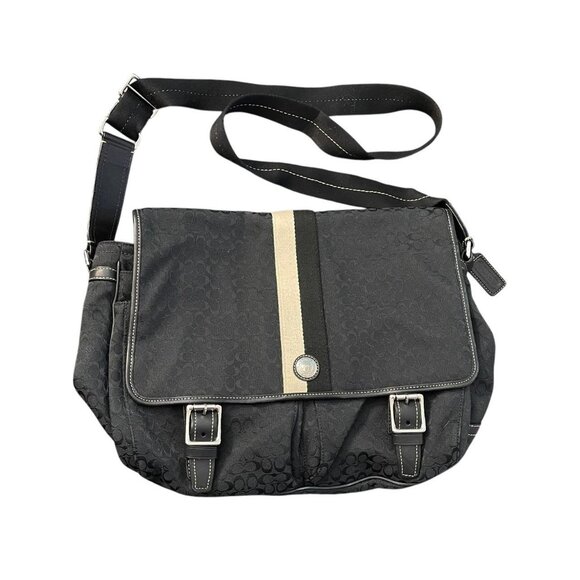 🖤 Vintage Y2K Coach Signature Voyager Black Monogram Messenger Crossbody Bag - Picture 1 of 8